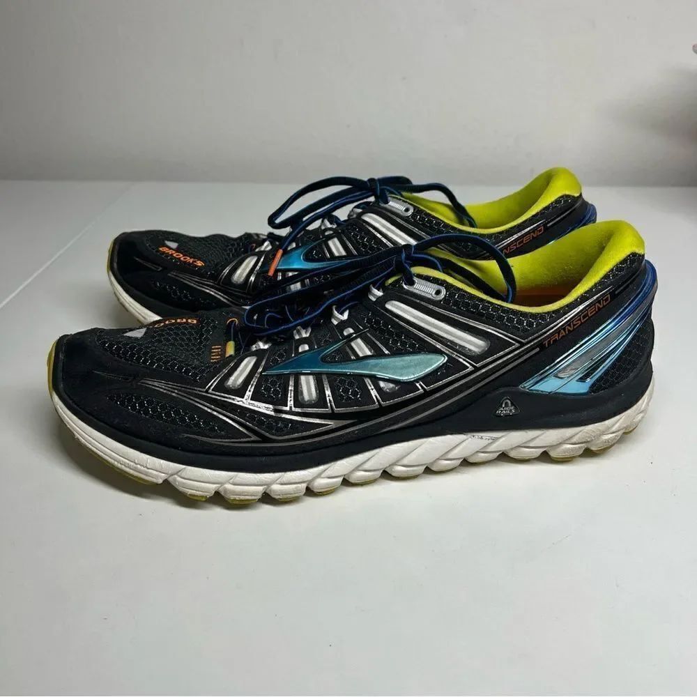 Brooks Transcend Shoes Mens 14 M DNA Blue Black Running Athletic Sport Support